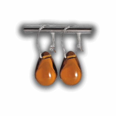 Georgina Dunn Jewellery - Dark Amber coloured teardrop earrings