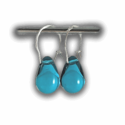 Georgina Dunn Jewellery - Dark Aqua blue glass teardrop earrings