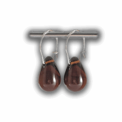 Georgina Dunn Jewellery - Dark topaz coloured glass teardrop earrings
